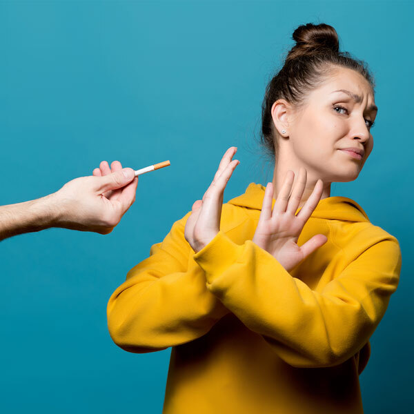 Woman Refusing a Cigarette