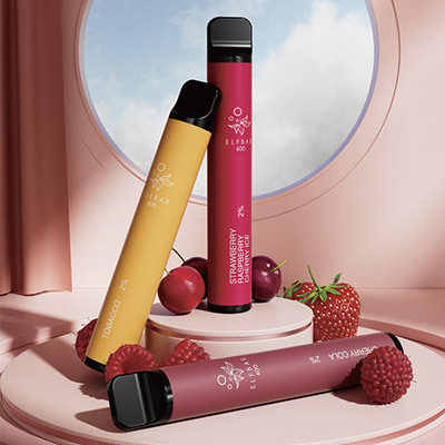 3 Elf Bar 600s, Tobacco, Cherry and Strawberry flavours