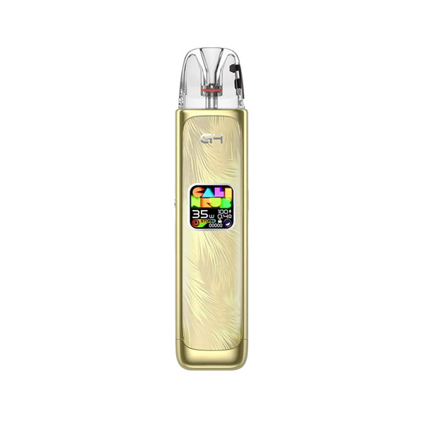 Uwell Caliburn G4 polar saraha gold pod vape kit on white background.