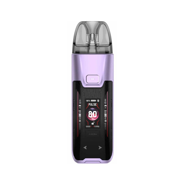 Vaporesso Luxe XR Max 2 flowing purple pod vape kit with a white background.