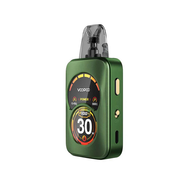 Elf Bar 600 racing green pod vape kit with a white background.