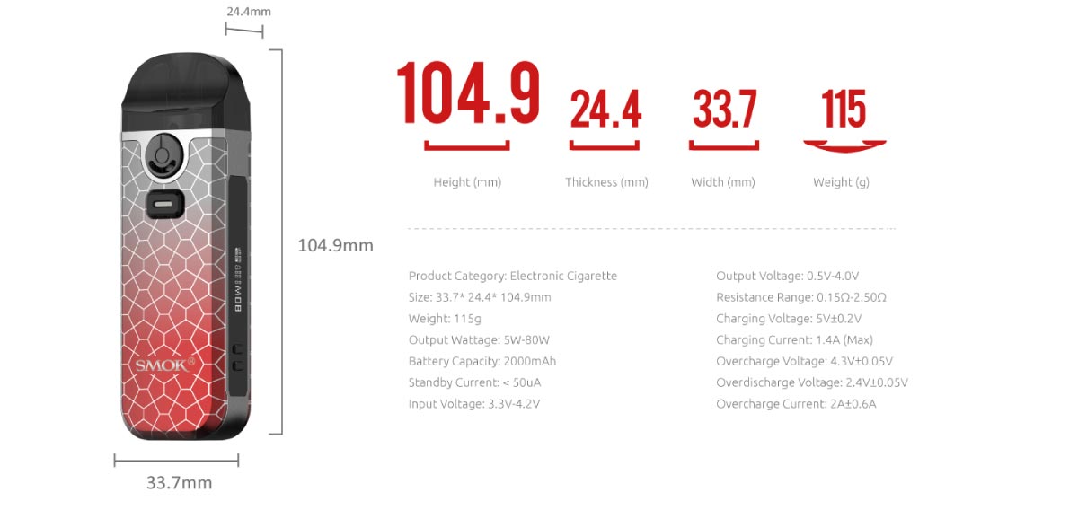 smok nord4 specifications Smok Nord 4 specifications