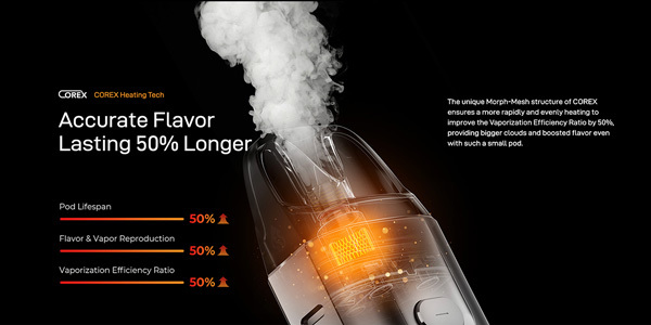 Vaporesso Luxe X Pods With Enhanced Corex 2.0 Technology on a Black Background