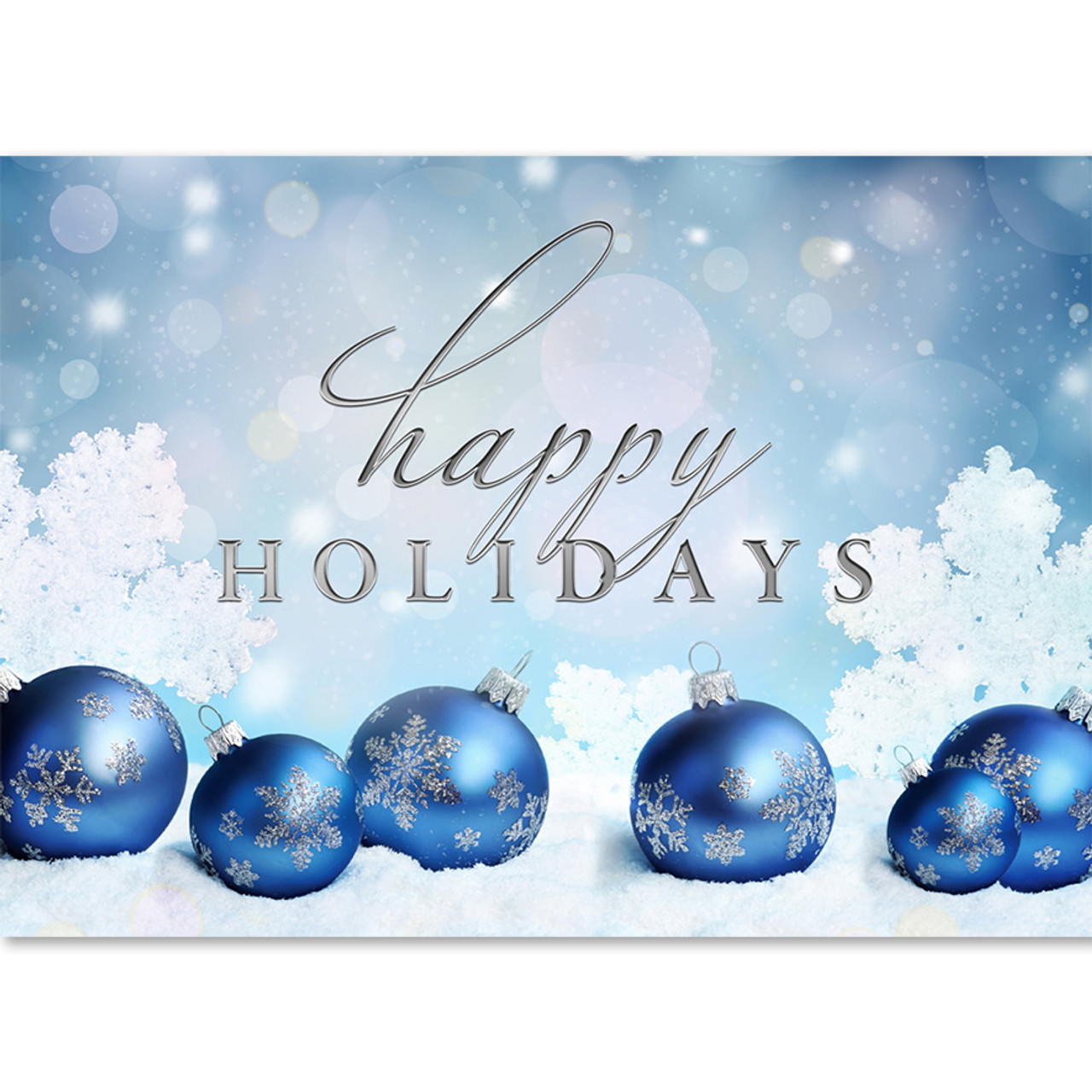 Blue and Silver Ornaments Holiday Card - Business Holiday Cards
