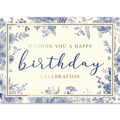 Wall Street Greetings Floral Blue Birthday Celebration