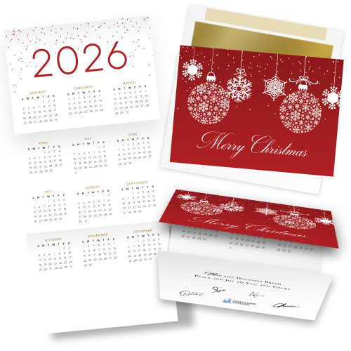 Snowflake Ornaments 2026 Calendar Card | Wall Street Greetings