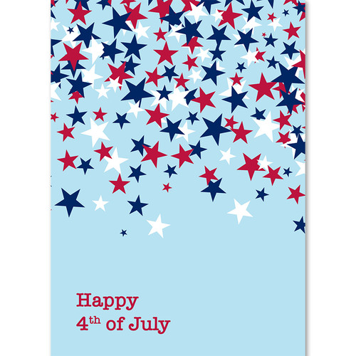 Wall Street Greetings Fourth of July card featuring red, white and blue stars.