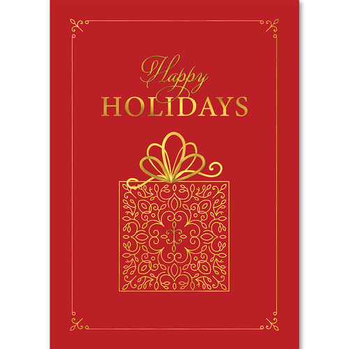 Merry Christmas Red and Gold Traditional Holiday Postcards for Business