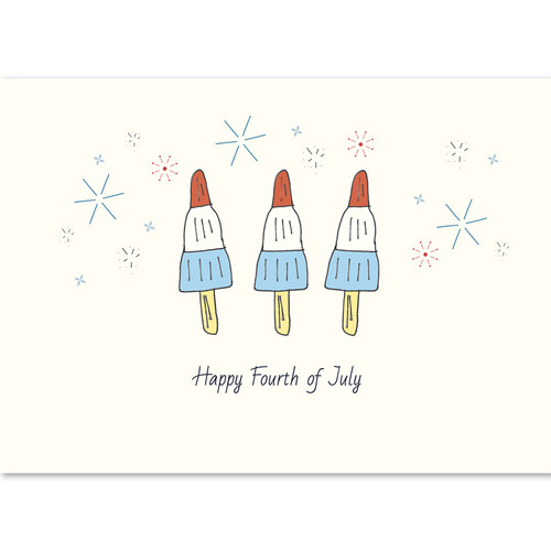 Wall Street Greetings Fourth of July card featuring red, white and blue popsicles.