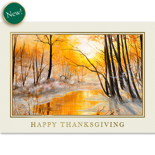 Serene Autumn Sunrise Leaves | Wallstreet Greetings