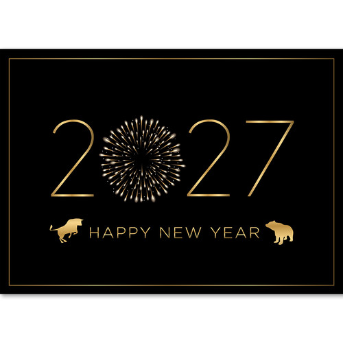 Wall Street Greetings New Year Bull & Bear Firework