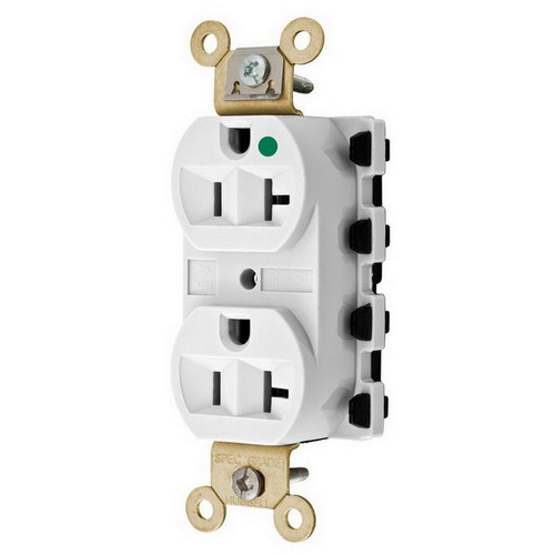 74 SNAP8300WA Hospital Grade Extra Heavy-Duty Straight Blade Duplex Receptacle 20-Amp 125-Volt NEMA 5-20R White SnapConnect® 74 SNAP8300WA Hospital Grade Extra Heavy-Duty Straight Blade Duplex Receptacle 20-Amp 125-Volt NEMA 5-20R White SnapConnect®