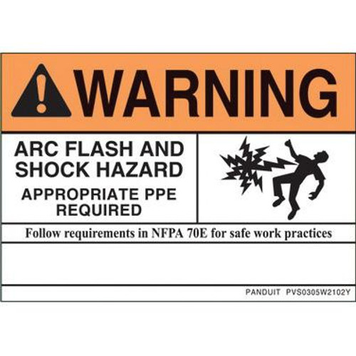 Panduit PVS0305W2102Y Rectangular Arc Flash Hazard Sign 5-Inch Width x 3.5-Inch Height Vinyl Adhesive Orange/White Panduit PVS0305W2102Y Rectangular Arc Flash Hazard Sign 5-Inch Width x 3.5-Inch Height Vinyl Adhesive Orange/White