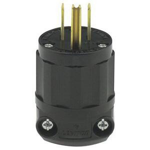 49 5266-CB 3-Wire 2-Pole Polarized Industrial Grade Straight Blade Plug 125-Volt 15-Amp NEMA 5-15P Black