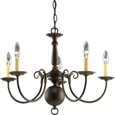 Progress Lighting P4346-20 5-Light Chandelier 60-Watt 120-Volt Antique Bronze Americana