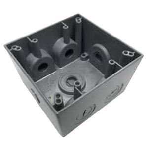 47 30598 Powdered Die Cast Aluminum 2-Gang Weatherproof Outlet Box 4-1/2-Inch x 4-1/2-Inch x 2.625-Inch 37.3-Cubic-Inch Royal Mountie