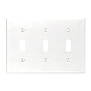 47 90073 Thermoplastic Standard Size Unbreakable 3-Gang Toggle Switch Wallplate (3) Toggle Switch White Endura