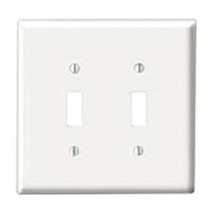 47 90072 Thermoplastic Standard Size Unbreakable 2-Gang Toggle Switch Wallplate (2) Toggle Switch White Endura