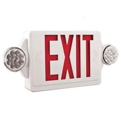 65 LHQM-LED-R-M6 LHQM Series Combination Exit Sign And Light (2) LED White Housing Red Letter