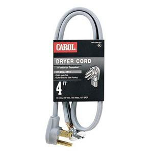 55 05654.63.10 Stranded Bare Copper SRDT Dryer Cord 10/3 4-ft Gray