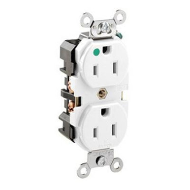 49 8200-HW Hospital Grade Heavy-Duty Smooth Face Slim Impact-Resistant Straight Blade Duplex Receptacle 15-Amp 125-Volt NEMA 5-20R White