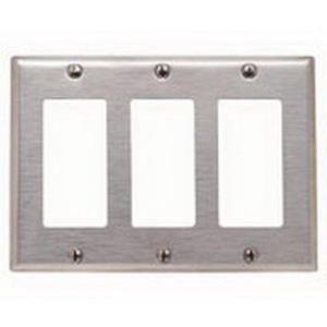 49 84411-40 302 Stainless Steel Device Mount Standard Size 3-Gang Decorator Wallplate/Faceplate 3-Decora/GFCI Stainless Steel Decora&reg;