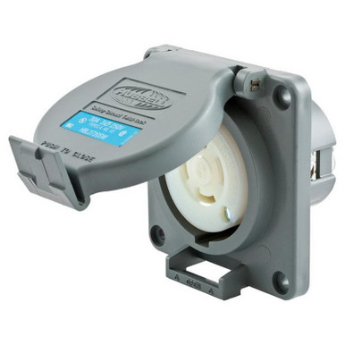 74 HBL2720SW Screw Mount Watertight Single Receptacle 30-Amp 250-Volt AC 3-Phase NEMA L15-30R Gray Safety-Shroud&reg; Twist-Lock&reg;