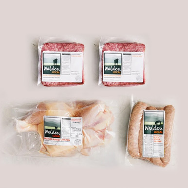Mix packs of ground meat, chicken and sausage