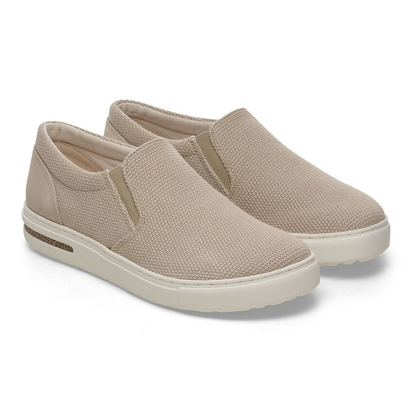 Birkenstock Oswego Textile Sandcastle Beige EU 41 US L10 M8 Mens Womens Birkenstock Oswego Canvas/Suede Sneaker– On The EDGE main image 2