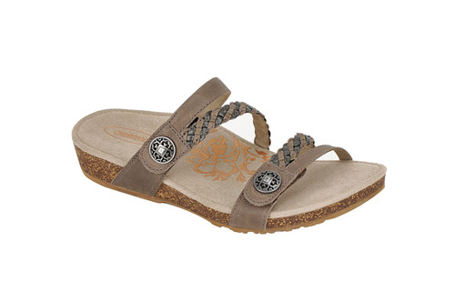 Aetrex Janey Quarter Braided Strap Slide Stone SC536W