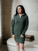525 America Pleat Sleeve Quarter Zip Sweater Dress