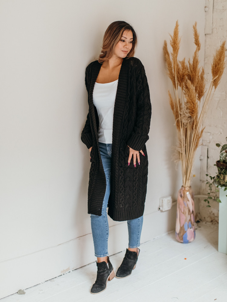 525 America Cable Knit Cardigan Sweater 