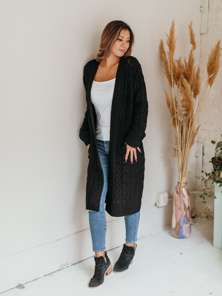 525 America Cable Knit Cardigan Sweater 