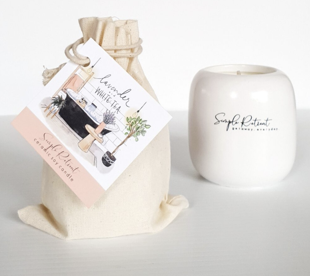 Lavender & White Tea Candle Hattie and the Wolf