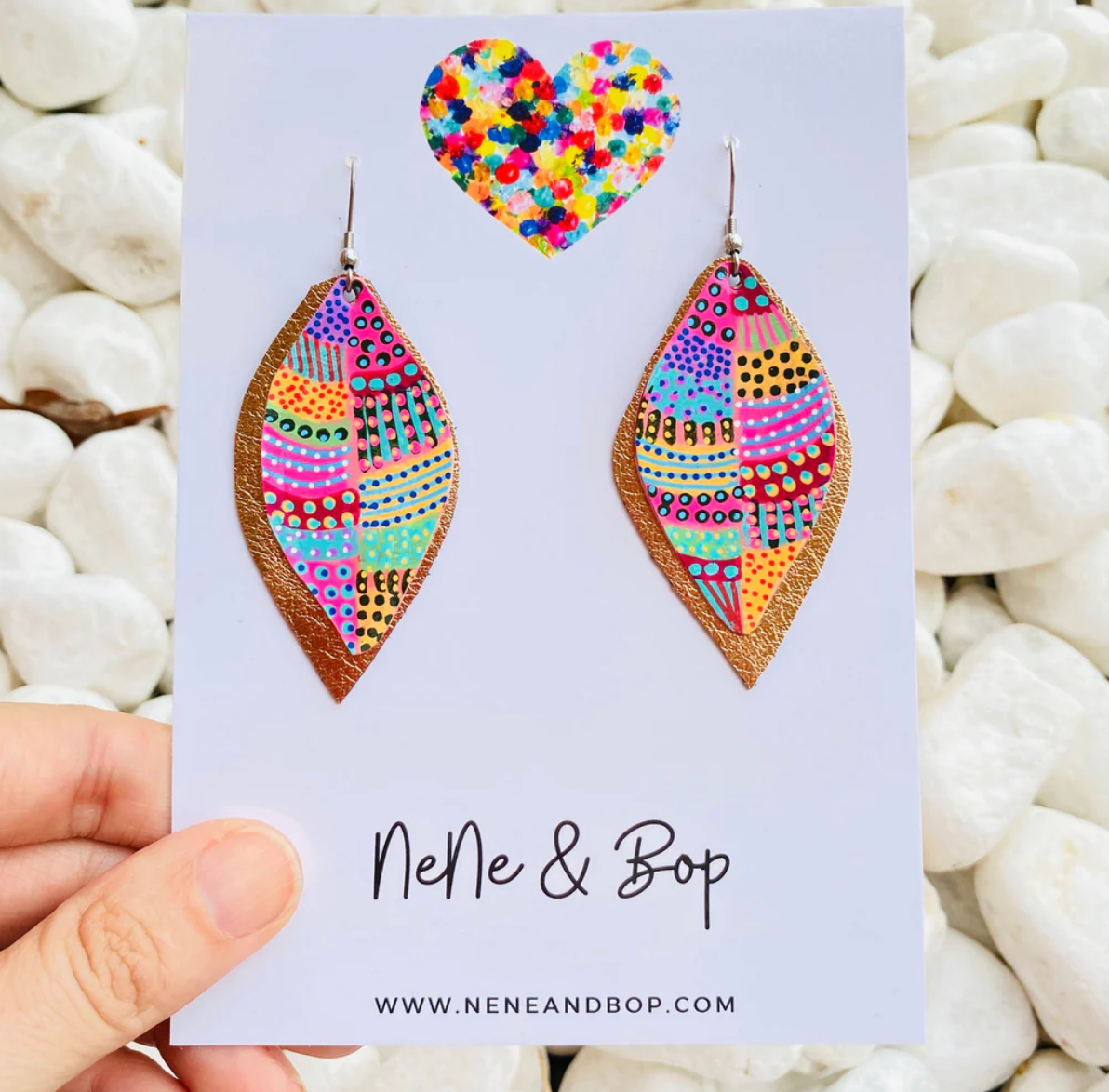 NeNe Bop Leaf Hand Painted Earrings Hattie and the Wolf