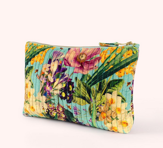 Quilted Velvet Zip Pouch