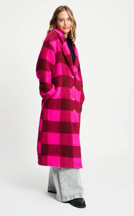Coat - Check Plum Pink
