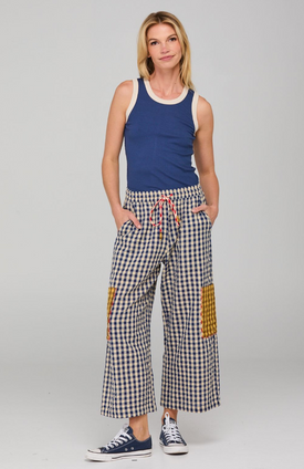 Evalina Pant - Navy Seersucker