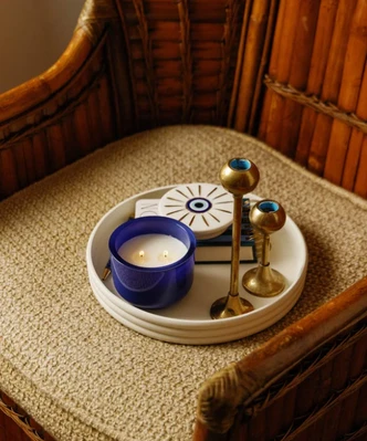 Charmed Evil Eye Ceramic Candle 8oz - Incense & Smoke