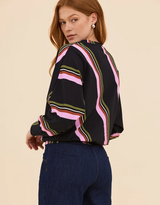 Retro Stripe Batwing Top