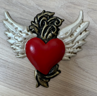 Tin Heart with Wings Small