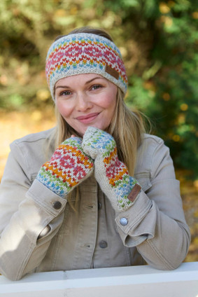 Killarney Soft Merino Wool Fair Isle Knit  Ear Warmer Oat