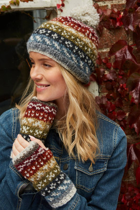 Helmsdale - Hand Knit Thick Wool Fair Isle Fingerless Gloves