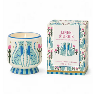 A Dopo Candle 8oz - Blue Cheetas - Linen Orris
