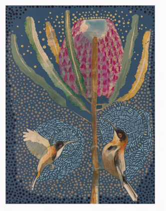Dana Kinter Mini Print - Eastern Spinebill and Banksia Menziesii
