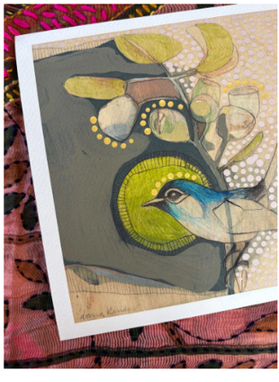 Dana Kinter Mini Print - Blue Wren and Gum