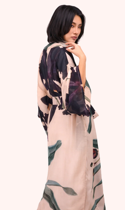 Kimono Gown - Midnight Orchid