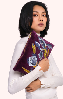 Velvet Zip Pouch - Iris