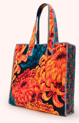 Lux Velvet Quilted Tote - Chrysanthemum