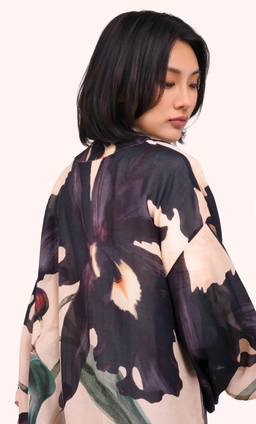 Short Kimono Jacket - Midnight Orchid